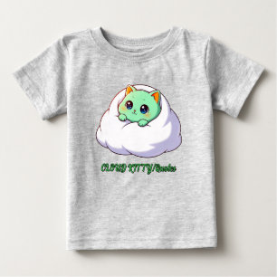 Camiseta Gatinho Fofo Kawaii de Menta na Nuvem