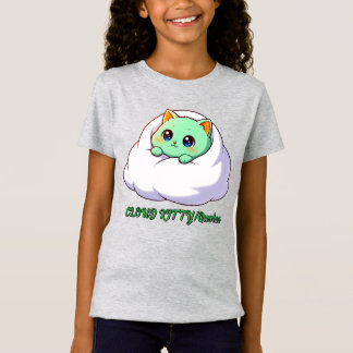Camiseta Gatinho Fofo Kawaii de Menta na Nuvem