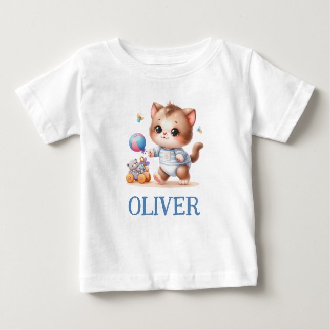 Camiseta Gatinho Fofo Personalizado Brincando (Frente)