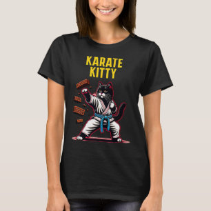 Camiseta Gatinho Funny Karate - Campeão Felino de Artes Mar