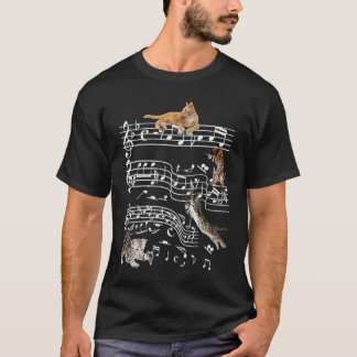 Camiseta Gatinho Gato Bonito Brincando Com Músico Melodia