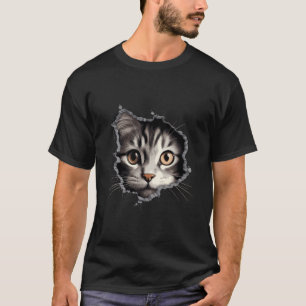 Camiseta Gatinho Gato Bonito Parece Com Buraco De Tecido To