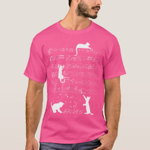 Camiseta Gatinho Gato Bonito Reproduzindo Música Clef Piano