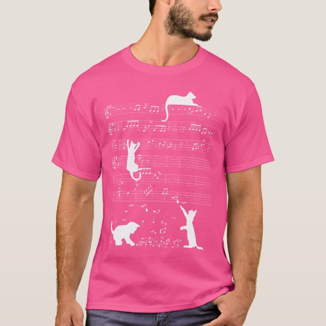 Camiseta Gatinho Gato Bonito Reproduzindo Música Clef Piano (Frente)