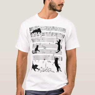 Camiseta Gatinho Gato Bonito Reproduzindo Música Nota Limpa
