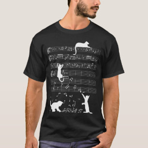 Camiseta Gatinho Gato Bonito Reproduzindo Música Piano Lim