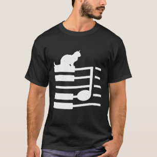 Camiseta Gatinho Gato Bonito Reproduzindo Música Piano Limp