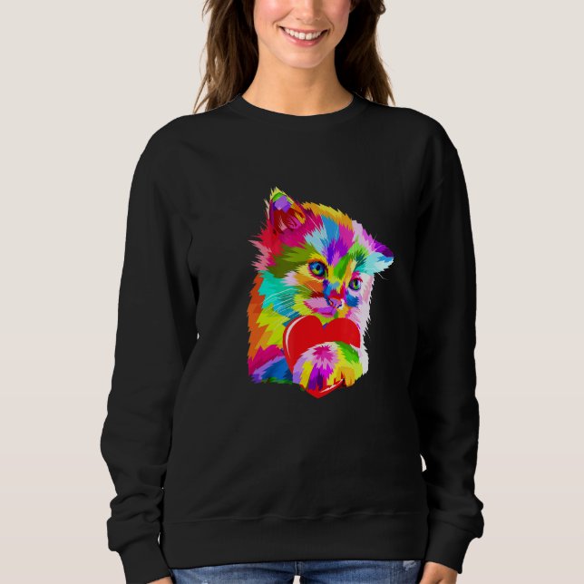 Camiseta Gatinho Gato Colorido (Frente)
