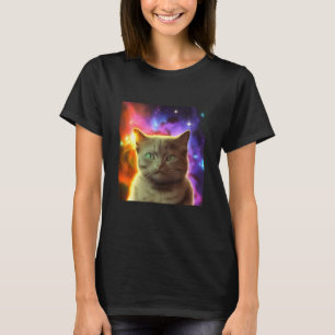 Camiseta Gatinho Gato Cósmico no Design do Espaço Exterior