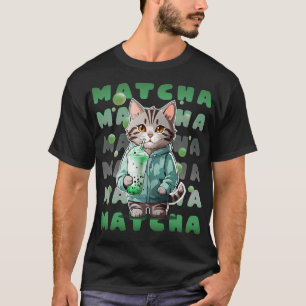 Camiseta Gatinho Gato-de-Mesa em bebendo de Hoodie Matcha V