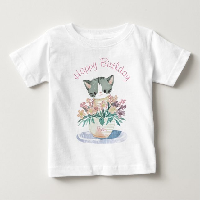 Camiseta Gatinho Gato | Feliz Aniversário Filha (Frente)