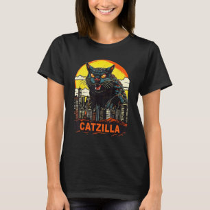 Camiseta Gatinho Gato Gato Catzilla Em Uma Cidade Catzilla