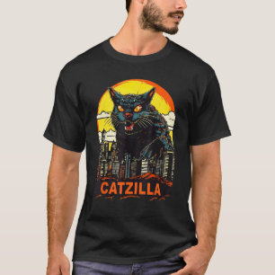 Camiseta Gatinho Gato Gato Catzilla Em Uma Cidade Catzilla