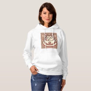 Camiseta Gatinho Gato Inteiro e Café-Cute Kawaii em Teacup