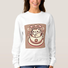 Camiseta Gatinho Gato Inteiro e Café-Cute Kawaii em Teacup