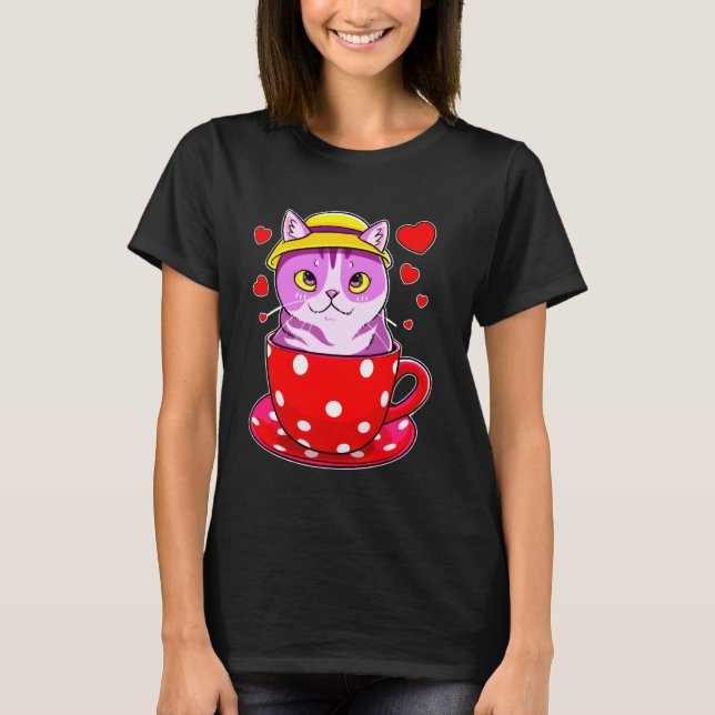 Camiseta Gatinho Gato Na Xícara (Frente)