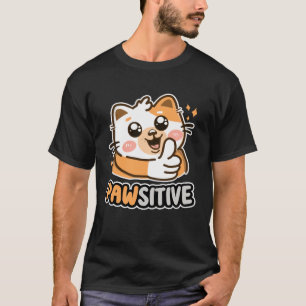 Camiseta Gatinho Gato Pawsitivo Gato Gelado Para Cima Gatin