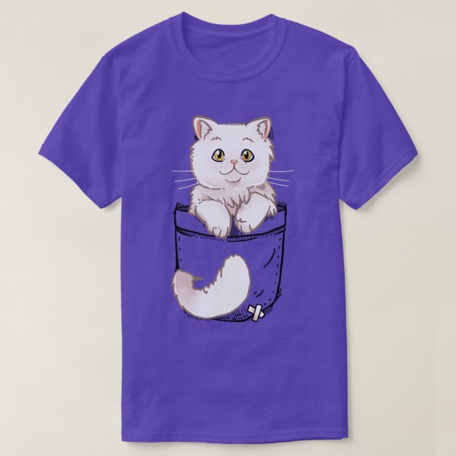 Camiseta Gatinho Gato Pocket Cute Persa (Frente do Design)
