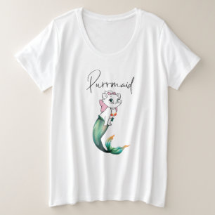 Camiseta Gatinho Gato-Purê - Design de Gato-Sereia Divertid
