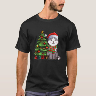 Camiseta Gatinho Gato Xmas Papais noeis de Iluminação de Ár