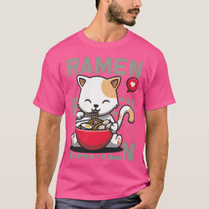 Camiseta Gatinho Gelado Ramen Noodles Kawaii Kittie Eatin