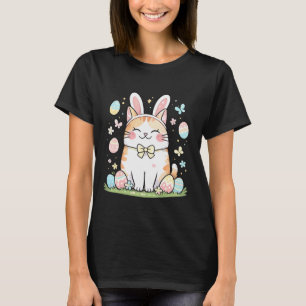 Camiseta Gatinho Ginger Engraçado com Orelhas de Coelho de