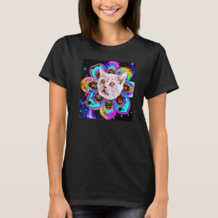 Camiseta Gatinho gordo de flor de rosto de gato