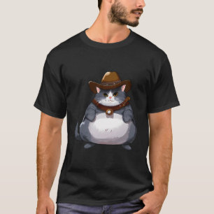 Camiseta Gatinho Gordo - Gato Feliz de Cowboy