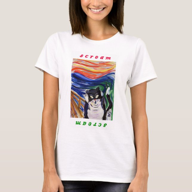 Camiseta Gatinho Gritar com saia de texto do Gritar (Frente)