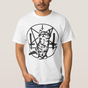 Camiseta Gatinho invertido da cruz & do Pentacle