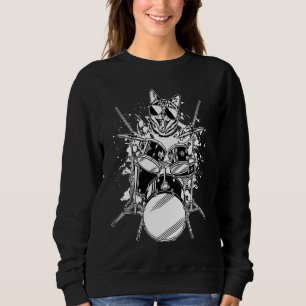 Camiseta Gatinho Kitty Gato Baterista Usando Óculos de Sol 