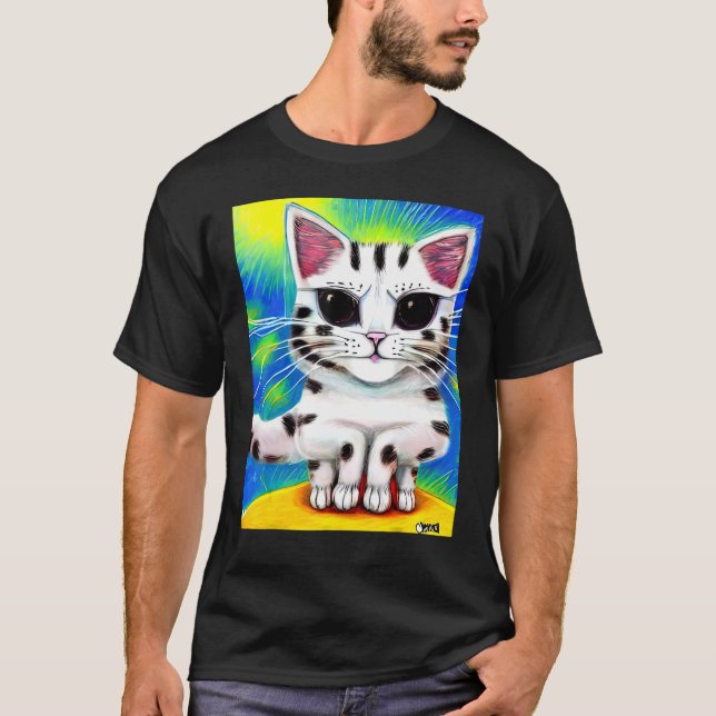 Camiseta Gatinho Kitty Psicodélico No Estilo Gato 3 (Frente)