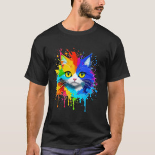 Camiseta Gatinho legal Colorido Colorido de Gatos Chatos