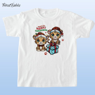 Camiseta Gatinho Leopard Meowy Pequeno 🐾 Feliz Natal 🐆 🐈
