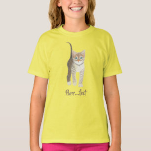 Camiseta Gatinho Listrado Amarelo