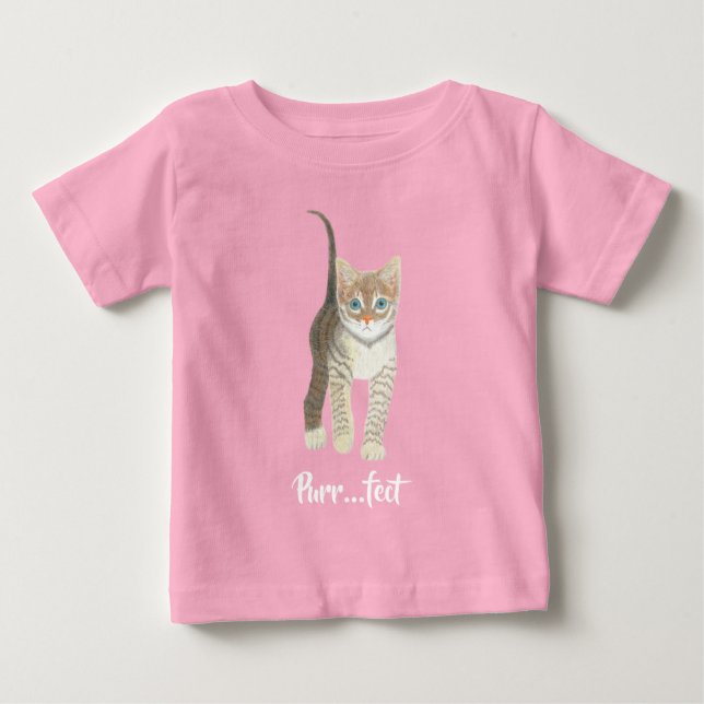 Camiseta Gatinho Listrado Rosa (Frente)