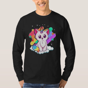 Camiseta Gatinho mágico de arco-íris, adorável, de gato bra