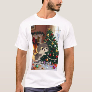 Camiseta Gatinho Malicioso Caos de Natal 1 masculino