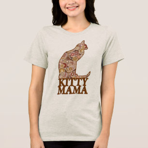 Camiseta Gatinho Mama Sentada Gato de Chocolate Castanho