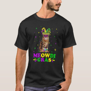 Camiseta Gatinho Meowdi Gras Máscara de Carnaval de Gato Si