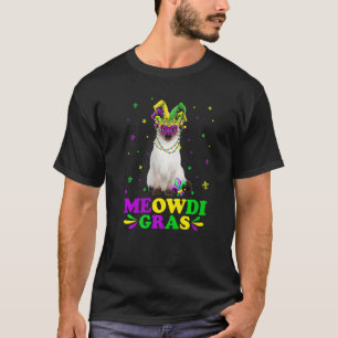 Camiseta Gatinho Meowdi Gras Siamês Máscara Carnaval Mardi