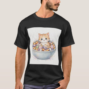 Camiseta Gatinho na Tigela de Doces de Halloween