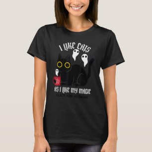 Camiseta Gatinho Negro Bonito Testemunha com Fantasmas Magi