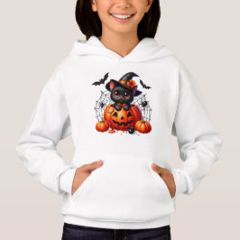 Camiseta Gatinho Negro em Pumpkin de Halloween