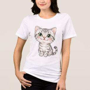Camiseta Gatinho Neotênico American Shorthair Aquarela