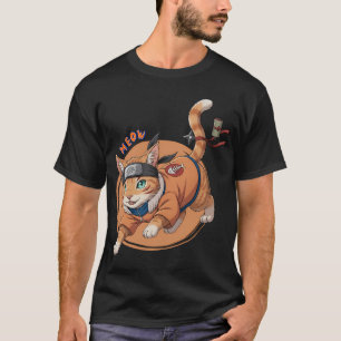Camiseta Gatinho Ninja Gengibre Fofo Guerreiro Shinobi