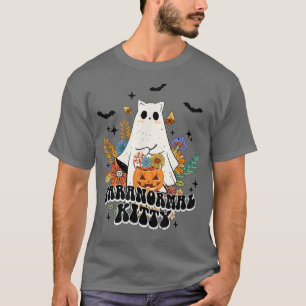 Camiseta Gatinho Paranormal Hippie Retro Halloween Costume 