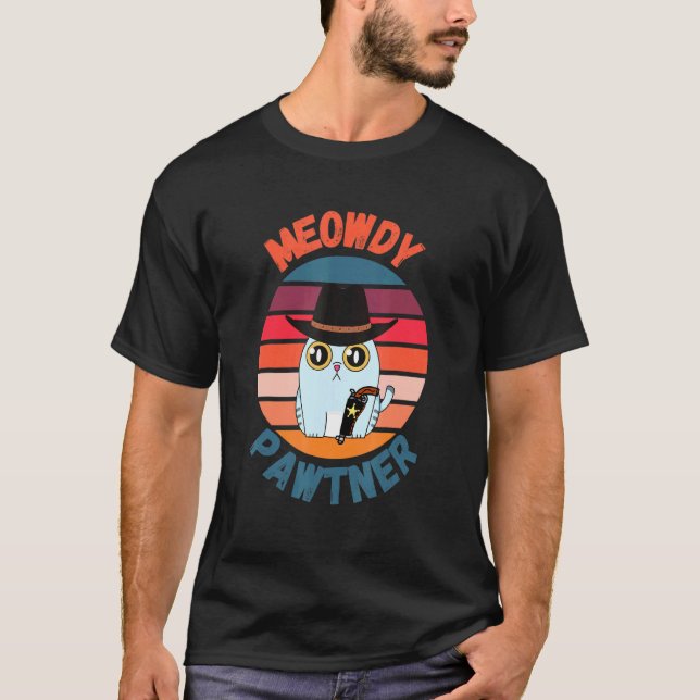Camiseta Gatinho Parceiro Texano Gato Meme Mashup (Frente)