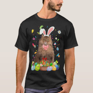 Camiseta Gatinho Persa Bunny Fofinho & Cesta de Ovos de Pás