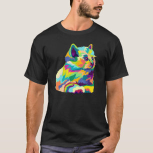 Camiseta Gatinho Pop Colorido Fofo para Mãe e Pai de Gato